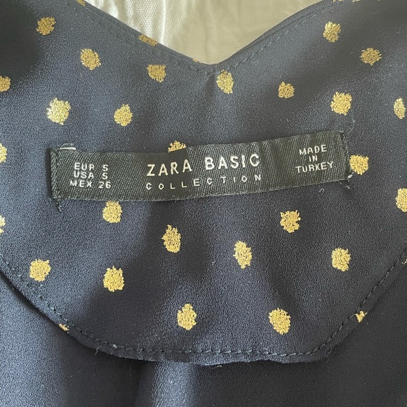 Zara Basic Navy and Gold Polka Dot Ruffle Tank | S - Picture 8 of 8